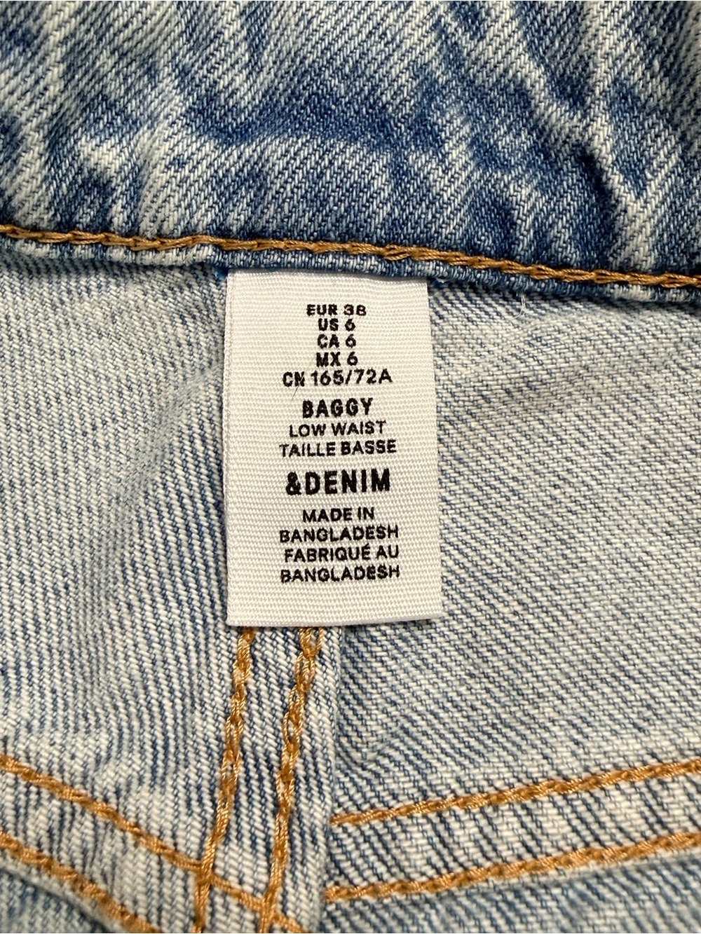 H&M &Denim Baggy Low Waist Jeans Light Wash 100% Cotton US 6 EU 38 - Picture 8 of 9